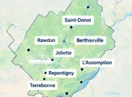 Carte illustrative des municipalités desservies en Lanaudière