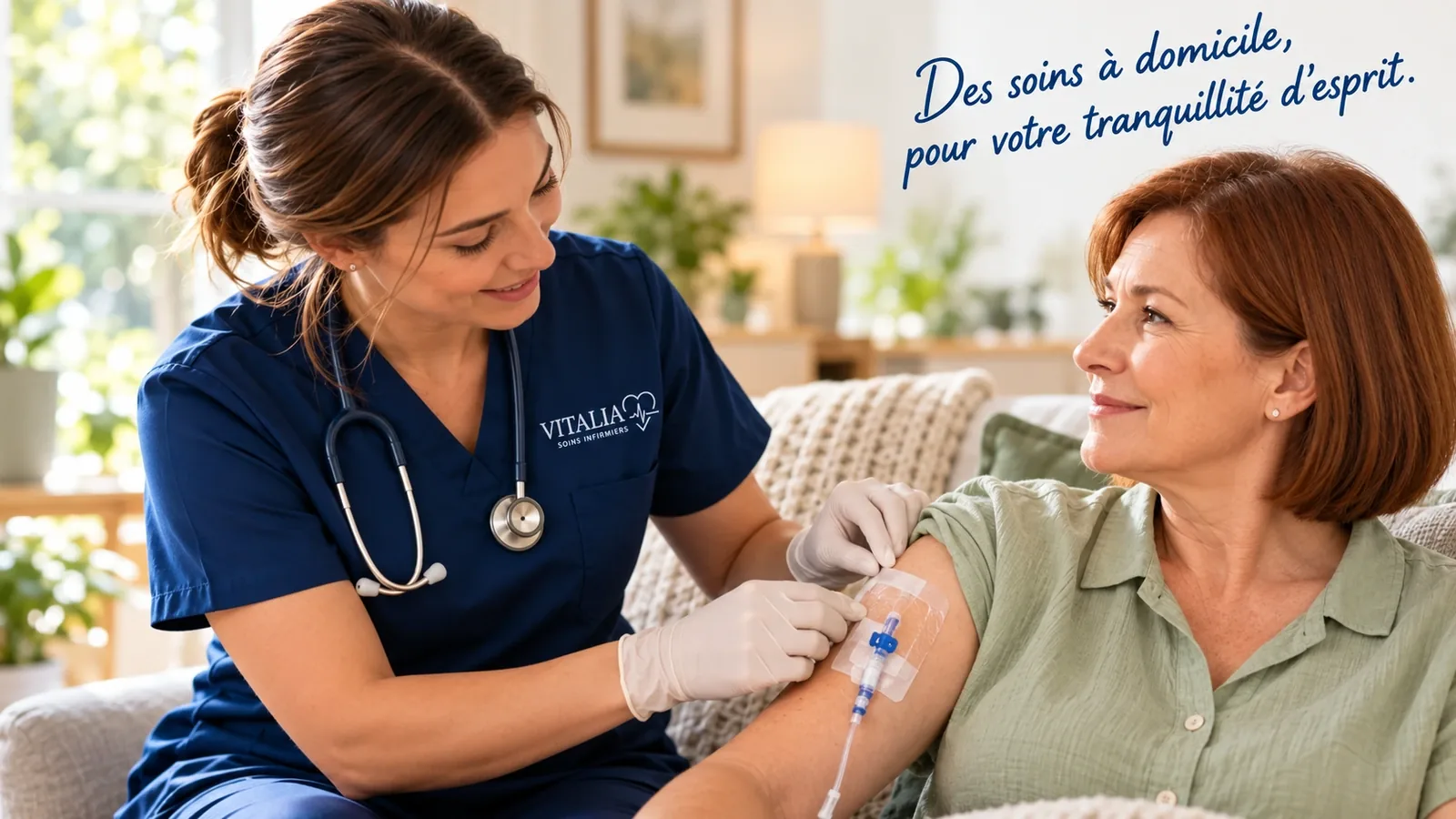 Soins et accompagnement VITALIA à domicile. Des soins à domicile, pour votre tranquillité d’esprit.