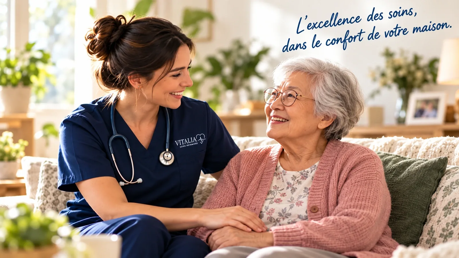 Soins et accompagnement VITALIA à domicile. L’excellence des soins, dans le confort de votre maison.